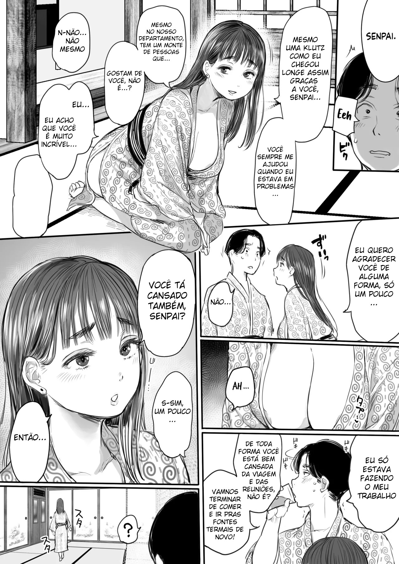 Viagem de Trabalho, Dividindo o Quarto Com a Colega Mais Nova ~ Uma Noite Em Que Fui Drenado Até o Fim Pela Novata Usando Yukata - Foto 16