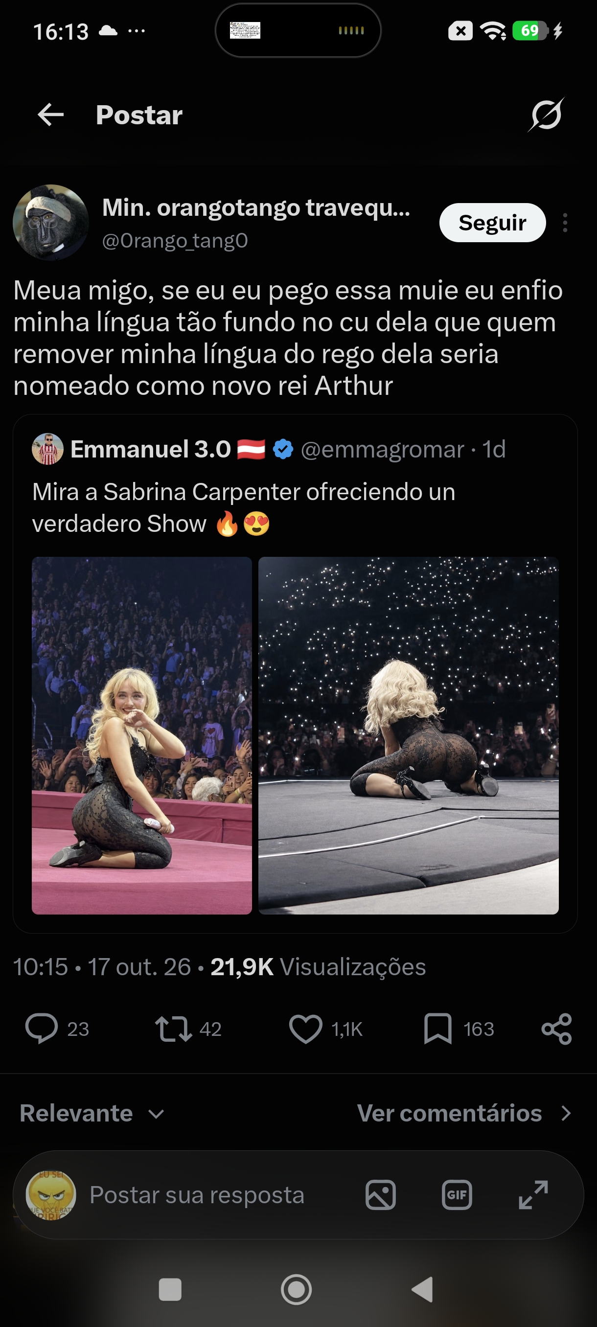 Mídia enviada no comentário